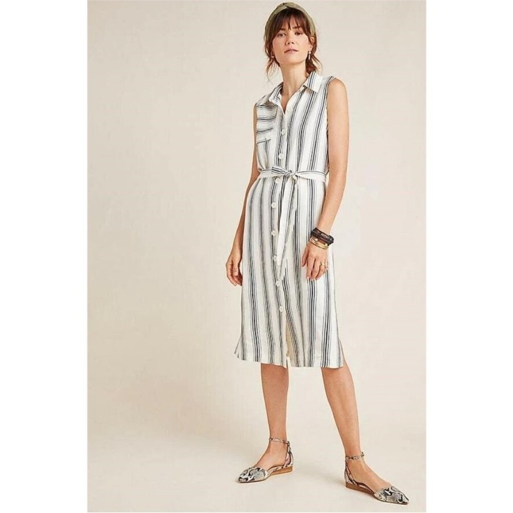 Anthropologie Maeve Esther Button Down Shirt Dress Coastal cottagecore